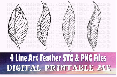 Feather Illustration SVG Bundle&2C; Silhouette PNG&2C; bird quill&2C; Clip Art