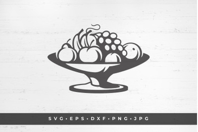 A bowl of fruit icon isolated on white background vector illustration.