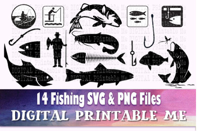 Fishing svg bundle&2C; fisherman line art&2C; shape&2C; silhouette&2C; PNG&2C; clip a