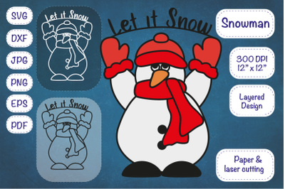 Snowman SVG Snowman Clipart Cut file Layered Design.