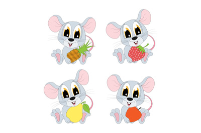 mouse with fruits