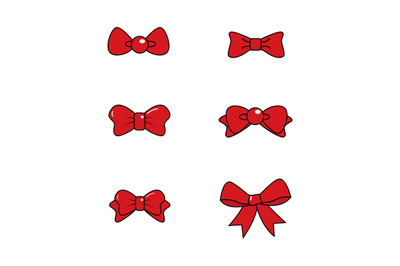 red ribbon collection, simple vector illustration