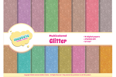 Digital Paper Pack - multicolored Glitter