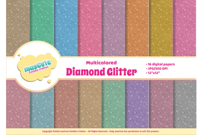 Digital Paper Pack - multicolored Diamond Glitter