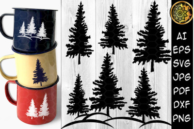Christmas SVG Pine Tree Clipart Design Decorative Elements set 1