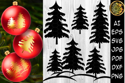 Christmas SVG Pine Tree Clipart Design Decorative Elements set 2