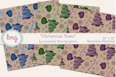 Christmas Trees Seamless Patterns