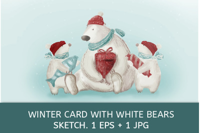 Winter card with white bears