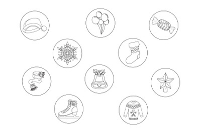 Christmas Snowflake Outline Icon Bundle