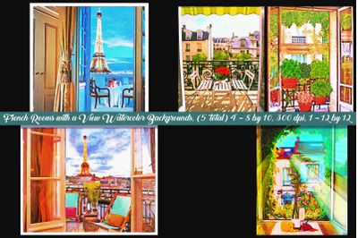 Paris Room with a View Watercolor Backgrounds