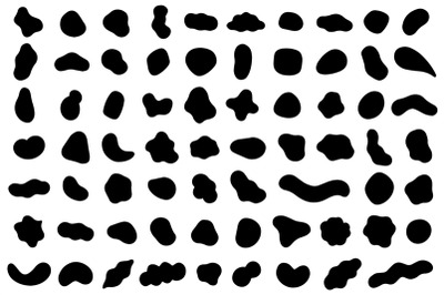 Random shapes. Organic black blobs of irregular shape. Abstract blotch