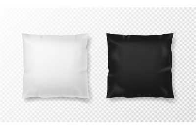 Black and white pillow. Realistic orthopedic pillows mockup&2C; front vie