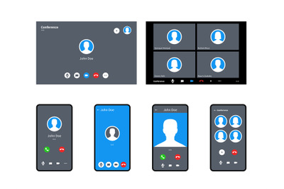 Call screen template. Incoming video calls accept and decline button m