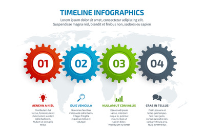 Gears infographics. Mechanical engine components cogwheels presentatio