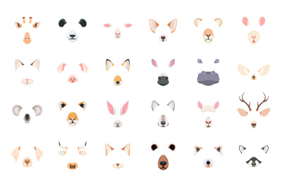 Animal face for video chat. Cute and funny pet and wild animals masks