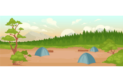 Camping flat color vector illustration