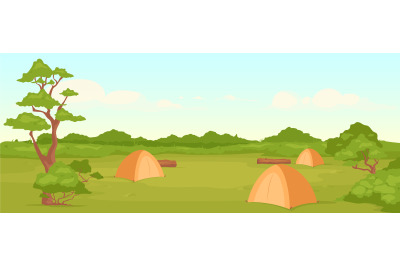 Camping flat color vector illustration