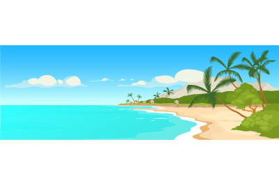 Tropical sandy beach flat color vector illustration