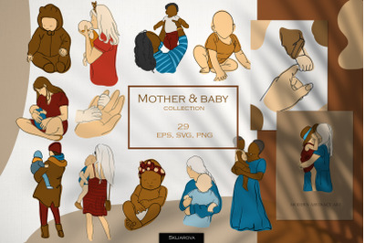 Mother &amp; baby clipart