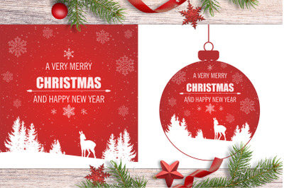 Red Christmas Backgrounds with Deer