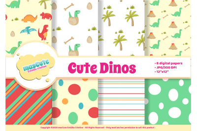 Digital Paper Pack - Cute Dinosaurs