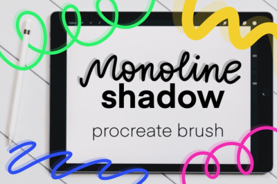 Monoline Shadow Procreate brush for creating art on iPad.