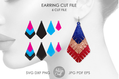 Teardrop earring, cut file, leather earring template