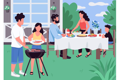 Barbeque flat color vector illustration
