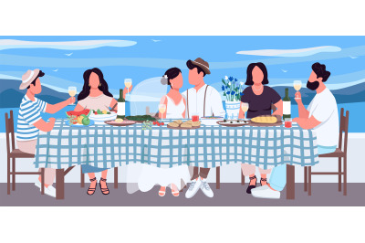 Greek wedding flat color vector illustration