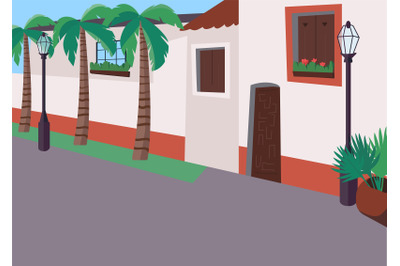 Mexican sidewalk flat color vector illustration