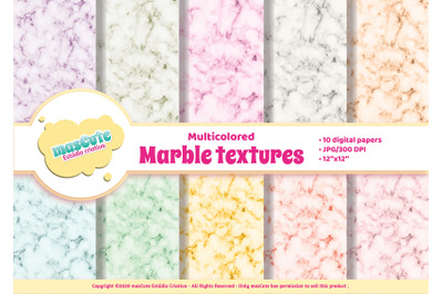 Digital Paper Pack - multicolored Marble textures