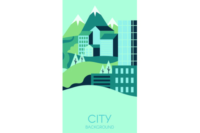 Eco friendly city background. Contemporary buildings with wild green n