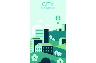 Green city background. Environmental protection concept flyer with urb