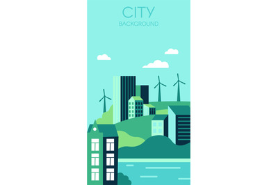 Ecological city background. Urban landscape with high modern buildings