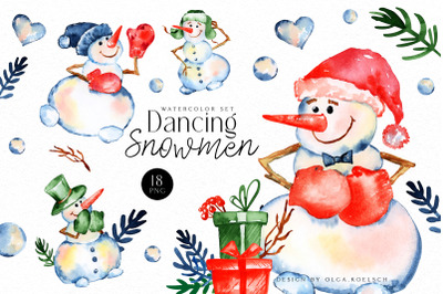 Watercolor snowman clipart, Cute Christmas diy,  Winter clipart with presents and snow