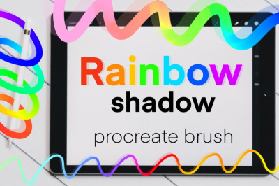 Rainbow Shadow brush for Procreate. iPad lettering monoline brush.