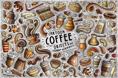 266 Coffee Cartoon Objects Set