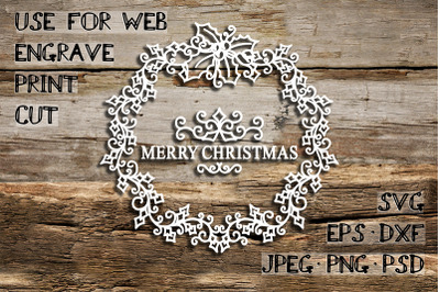Christmas wreath template | SVG DXF EPS PSD PNG JPEG