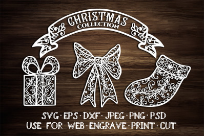 Christmas element templates | SVG DXF EPS PSD PNG JPEG