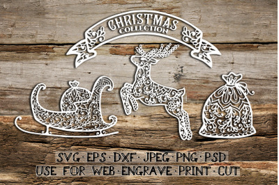 Set of Christmas templates | SVG DXF EPS PSD PNG JPEG