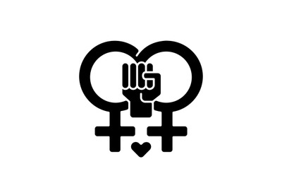Lesbian feminism black glyph icon