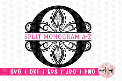 Traditional Split Monogram - Alphabets A to Z - EPS SVG DXF JPG PNG