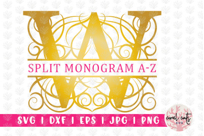 Gold Split Monogram - Alphabets A to Z - EPS SVG DXF JPG PNG