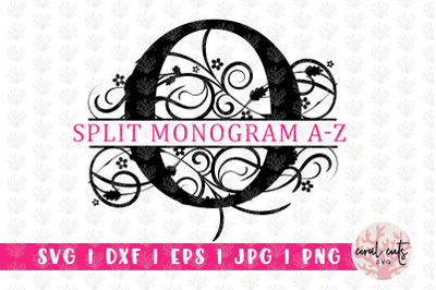 Floral Split Monogram - Alphabets A to Z - EPS SVG DXF JPG PNG