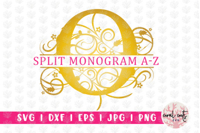 Floral Gold Split Monogram - Alphabets A to Z - EPS SVG DXF JPG PNG