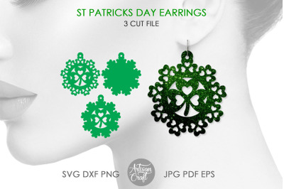 St Patrick&#039;s Day Earrings ,SVG, shamrock wreath