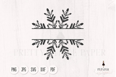 Snowflake monogram svg, Snowflake ornament svg, split snowflake svg