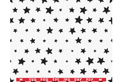 SVG Black Stars, Seamless pattern digital clipart