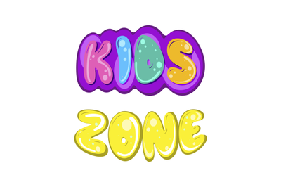 Kids zone lettering banner cartoon colourful&2C; vector