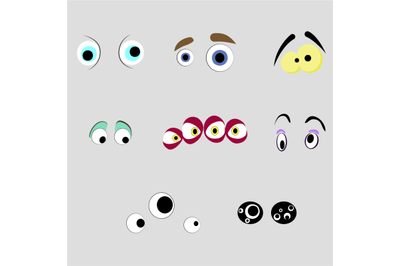 Monsters eyes of set, cartoon aliens sight